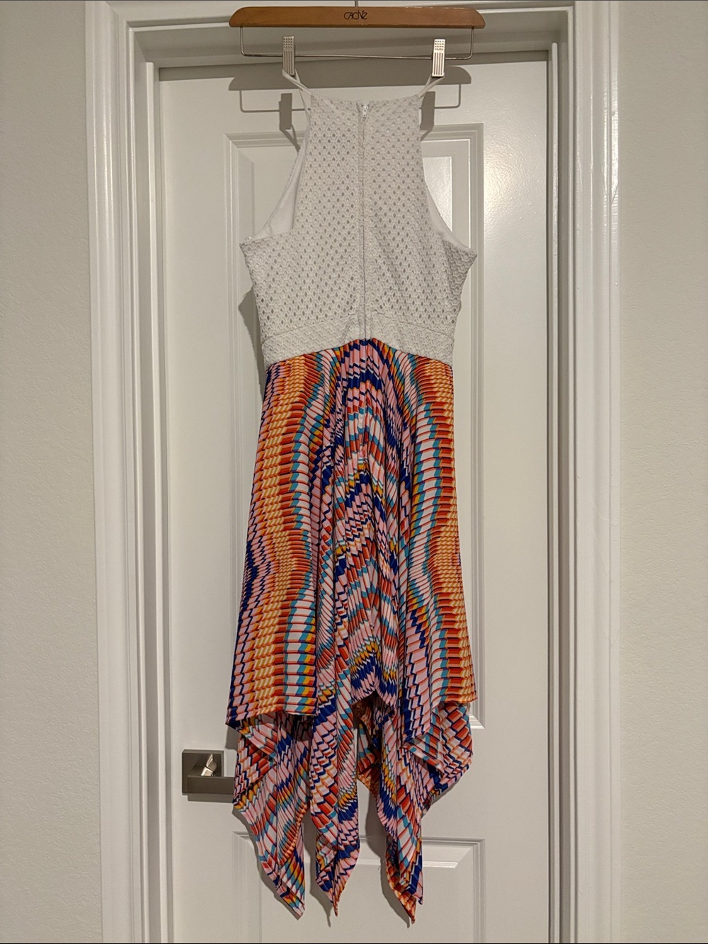 Bison Bisou Crochet Halter Dress with Multicolor Handkerchief Skirt - Picture 4 of 5